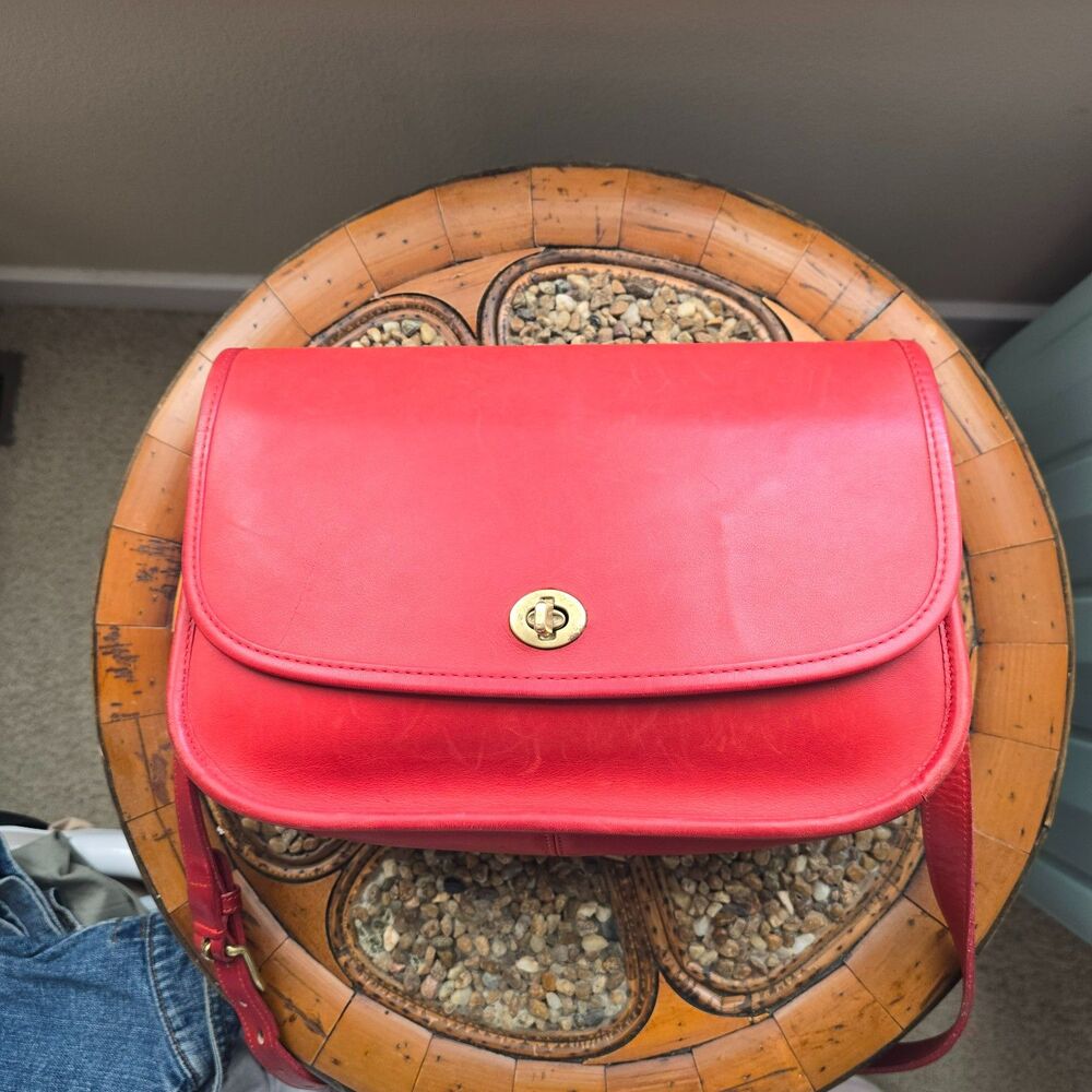 Vintage Coach Red Leather City Bag 9790 NYC